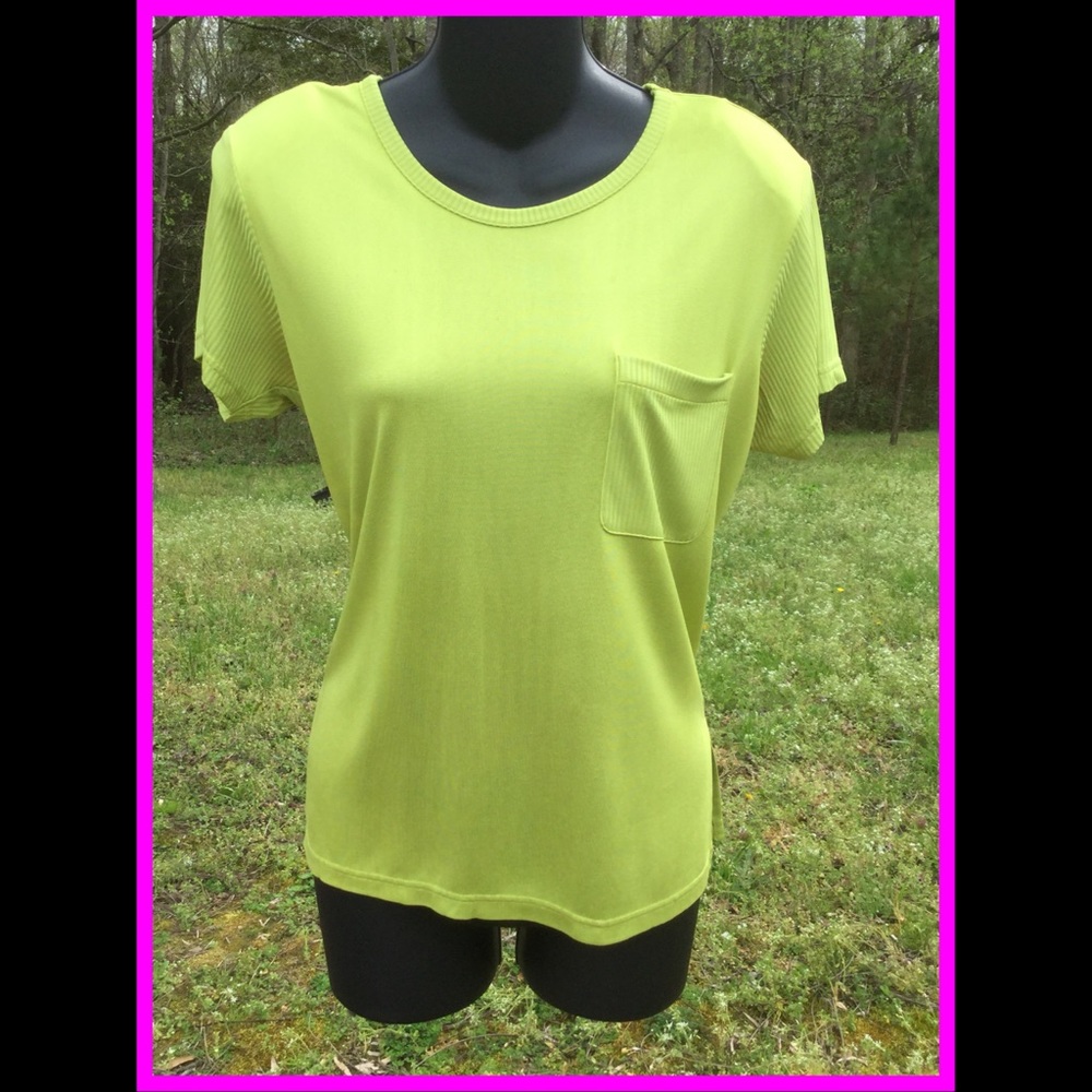 Vtg Chartreuse Silk T, sz M